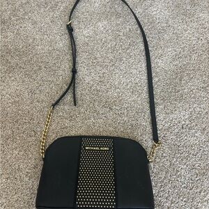 Michael Kors Black Crossbody with Gold Stud Accents